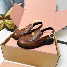 Miu Miu Women's Glossy Leather Chunky Heel Loafers #A66086 Miu Miu Women's Glossy Leather Chunky Heel Loafers #A66086