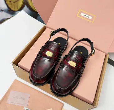 Miu Miu Women's Glossy Leather Slingback Loafer Sandals #A66088 Miu Miu Women's Glossy Leather Slingback Loafer Sandals #A66088