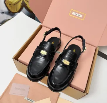 Miu Miu Women's Glossy Leather Slingback Loafer Sandals #A66089 Miu Miu Women's Glossy Leather Slingback Loafer Sandals #A66089