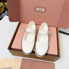 Miu Miu Women's Retro Calfskin Leather Ballet Flats #A66075 Miu Miu Women's Retro Calfskin Leather Ballet Flats #A66075