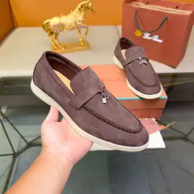 Loro Piana Unisex Tassel Lock Loafers, Suede Upper, Anti‑Slip Rubber Outsole #B67600
