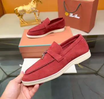 Loro Piana Unisex Tassel Lock Loafers, Suede Upper, Anti‑Slip Rubber Outsole #B67610