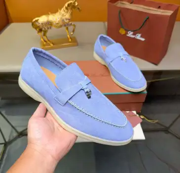 Loro Piana Unisex Tassel Lock Loafers, Suede Upper, Anti‑Slip Rubber Outsole #B67612
