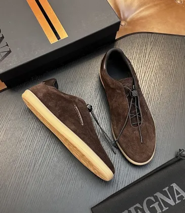 Zegna Men's Triple Stitch Low‑Top Cowhide Suede Sneakers, Multiple Colors #B67511