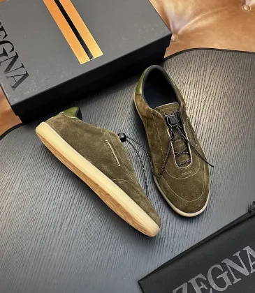 Zegna Men's Triple Stitch Low‑Top Cowhide Suede Sneakers, Multiple Colors #B67512