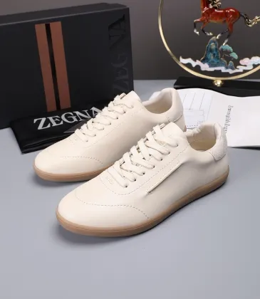 Zegna Men’s Smooth Leather Casual Sneakers, Signature Tone‑on‑Tone Stitching #B67528