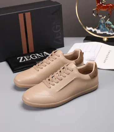 Zegna Men’s Smooth Leather Casual Sneakers, Signature Tone‑on‑Tone Stitching #B67529