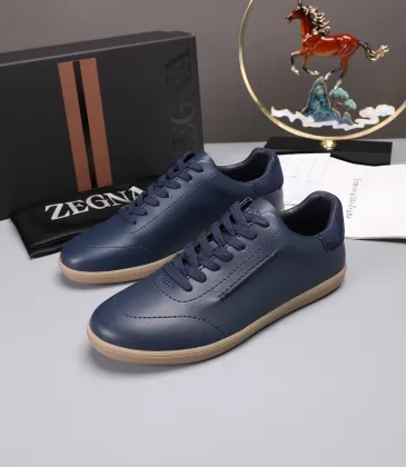 Zegna Men’s Smooth Leather Casual Sneakers, Signature Tone‑on‑Tone Stitching #B67530