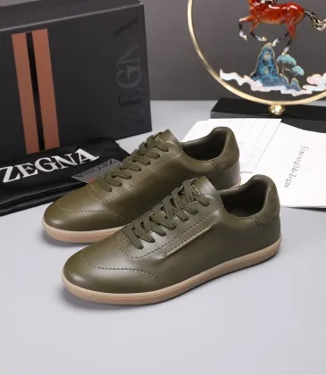 Zegna Men’s Smooth Leather Casual Sneakers, Signature Tone‑on‑Tone Stitching #B67531