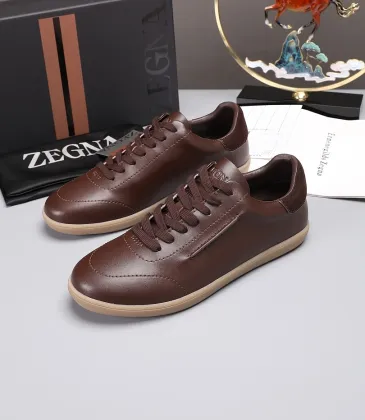 Zegna Men’s Smooth Leather Casual Sneakers, Signature Tone‑on‑Tone Stitching #B67532