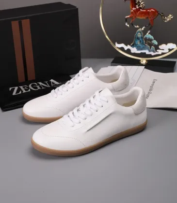 Zegna Men’s Smooth Leather Casual Sneakers, Signature Tone‑on‑Tone Stitching #B67533