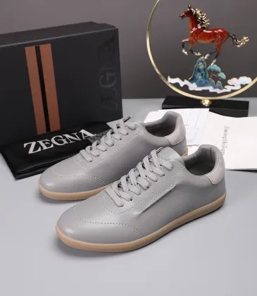 Zegna Men’s Smooth Leather Casual Sneakers, Signature Tone‑on‑Tone Stitching #B67534