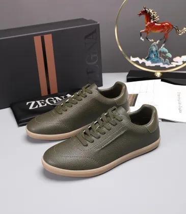 Zegna Men’s Smooth Leather Casual Sneakers, Signature Tone‑on‑Tone Stitching #B67535