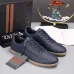 Zegna Men’s Smooth Leather Casual Sneakers, Signature Tone‑on‑Tone Stitching #B67536