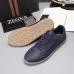 Zegna Men’s Smooth Leather Casual Sneakers, Signature Tone‑on‑Tone Stitching #B67536
