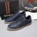 Zegna Men’s Smooth Leather Casual Sneakers, Signature Tone‑on‑Tone Stitching #B67536