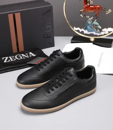 Zegna Men’s Smooth Leather Casual Sneakers, Signature Tone‑on‑Tone Stitching #B67537