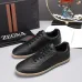 Zegna Men’s Smooth Leather Casual Sneakers, Signature Tone‑on‑Tone Stitching #B67537
