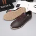 Zegna Men’s Smooth Leather Casual Sneakers, Signature Tone‑on‑Tone Stitching #B67539