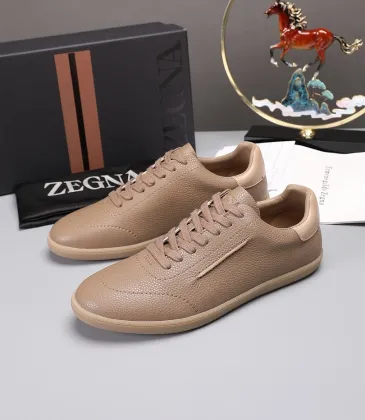 Zegna Men’s Smooth Leather Casual Sneakers, Signature Tone‑on‑Tone Stitching #B67540