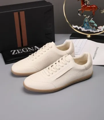 Zegna Men’s Smooth Leather Casual Sneakers, Signature Tone‑on‑Tone Stitching #B67541