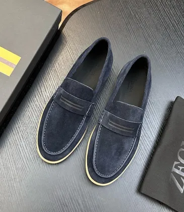 Zegna Men’s Suede Calfskin Loafers, Water‑Dyed Lining, Light TPR Outsole #B67575