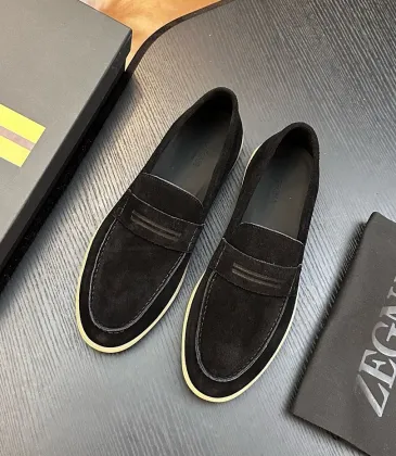 Zegna Men’s Suede Calfskin Loafers, Water‑Dyed Lining, Light TPR Outsole #B67576
