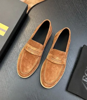 Zegna Men’s Suede Calfskin Loafers, Water‑Dyed Lining, Light TPR Outsole #B67577