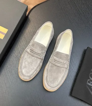 Zegna Men’s Suede Calfskin Loafers, Water‑Dyed Lining, Light TPR Outsole #B67578