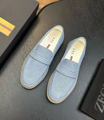 Zegna Men’s Suede Calfskin Loafers, Water‑Dyed Lining, Light TPR Outsole #B67583 Zegna Men’s Suede Calfskin Loafers, Water‑Dyed Lining, Light TPR Outsole #B67583