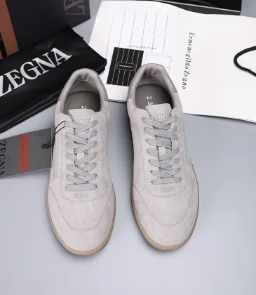 Zegna Men’s Suede Casual Sneakers, Signature Tone‑on‑Tone Stitching #B67542