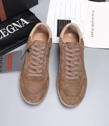 Zegna Men’s Suede Casual Sneakers, Signature Tone‑on‑Tone Stitching #B67547