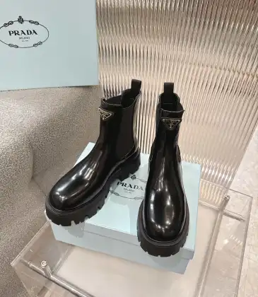 Prada Style Shiny Black Leather Chelsea Boots With Chunky Platform Sole #A54582 Prada Style Shiny Black Leather Chelsea Boots With Chunky Platform Sole #A54582
