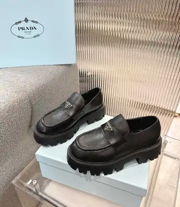 Prada Style Black Leather Loafers With Chunky Platform Sole #A54580 Prada Style Black Leather Loafers With Chunky Platform Sole #A54580