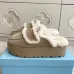 Prada Women's Shearling Lined Mule Slippers Triangle Logo Thick Sole Design for Cozy Luxury Winter Footwear #A57767