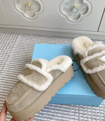 Prada Women's Shearling Lined Mule Slippers Triangle Logo Thick Sole Design for Cozy Luxury Winter Footwear #A57767 Prada Women's Shearling Lined Mule Slippers Triangle Logo Thick Sole Design for Cozy Luxury Winter Footwear #A57767