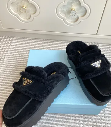 Prada Women's Shearling Lined Mule Slippers Triangle Logo Thick Sole Design for Cozy Luxury Winter Footwear #A57764 Prada Women's Shearling Lined Mule Slippers Triangle Logo Thick Sole Design for Cozy Luxury Winter Footwear #A57764