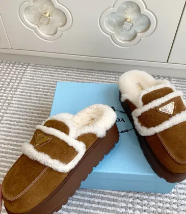 Prada Women's Shearling Lined Mule Slippers Triangle Logo Thick Sole Design for Cozy Luxury Winter Footwear #A57766 Prada Women's Shearling Lined Mule Slippers Triangle Logo Thick Sole Design for Cozy Luxury Winter Footwear #A57766