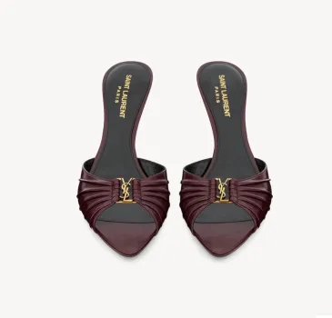 YSL 60mm Babylone Ruched Leather Mule #B67694