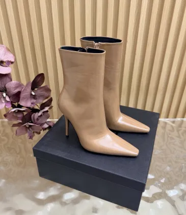 YSL Cassandre Side‑Zip Square‑Toe Ankle Boots 10.5cm Heel #B68442