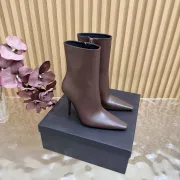 YSL Cassandre Side‑Zip Square‑Toe Ankle Boots 10.5cm Heel #B68443