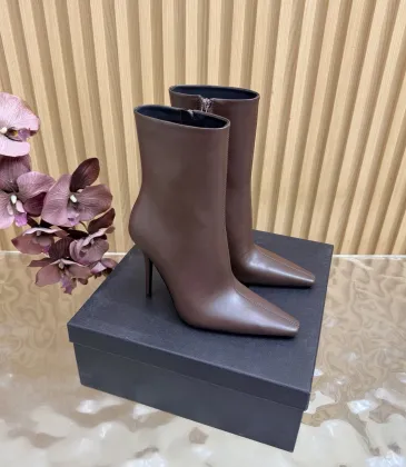 YSL Cassandre Side‑Zip Square‑Toe Ankle Boots 10.5cm Heel #B68443