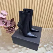 YSL Cassandre Side‑Zip Square‑Toe Ankle Boots 10.5cm Heel #B68444