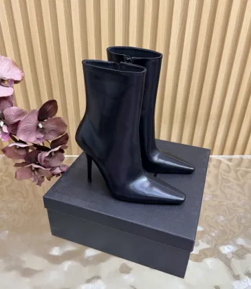 YSL Cassandre Side‑Zip Square‑Toe Ankle Boots 10.5cm Heel #B68444