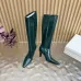 YSL Cassandre Side‑Zip Square‑Toe Knee‑High Boots 7cm Heel #B68429