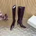YSL Cassandre Side‑Zip Square‑Toe Knee‑High Boots 7cm Heel #B68430