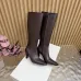 YSL Cassandre Side‑Zip Square‑Toe Knee‑High Boots 7cm Heel #B68433