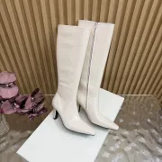 YSL Cassandre Side‑Zip Square‑Toe Knee‑High Boots 7cm Heel #B68434