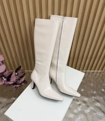 YSL Cassandre Side‑Zip Square‑Toe Knee‑High Boots 7cm Heel #B68434