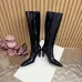 YSL Cassandre Side‑Zip Square‑Toe Knee‑High Boots 7cm Heel #B68435